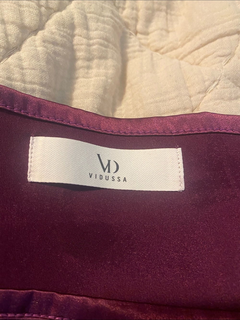 Amazon Satin One-Shoulder Bow Cowl Neck Top in Plum - Picture 2 of 11